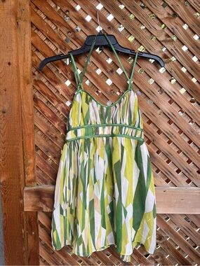 La SENZA Green and Cream Geometric Lingerie Top